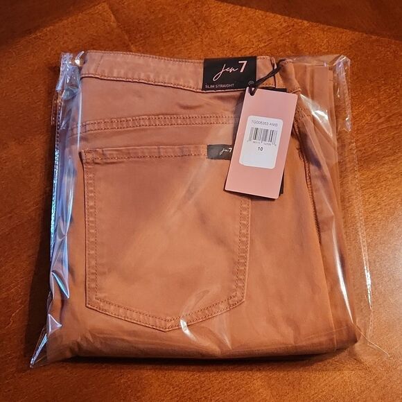 NEW Jen 7 by 7 for All Mankind High Rise Slim Straight Leg Jeans, Size 10, Brown - Picture 13 of 13